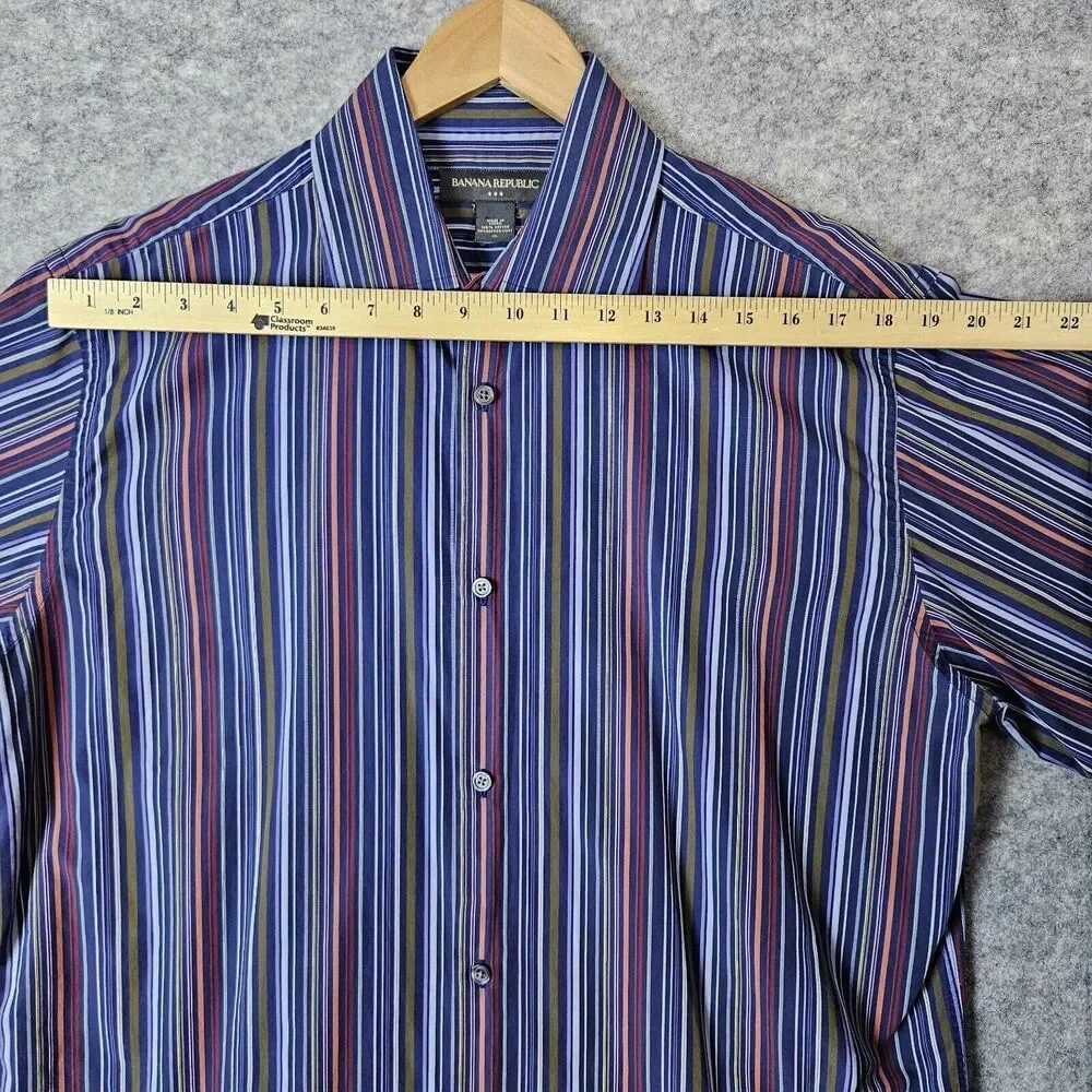 Banana Republic Men's Long Sleeve Button Up Vertical Stripes 100% Cotton Size XL